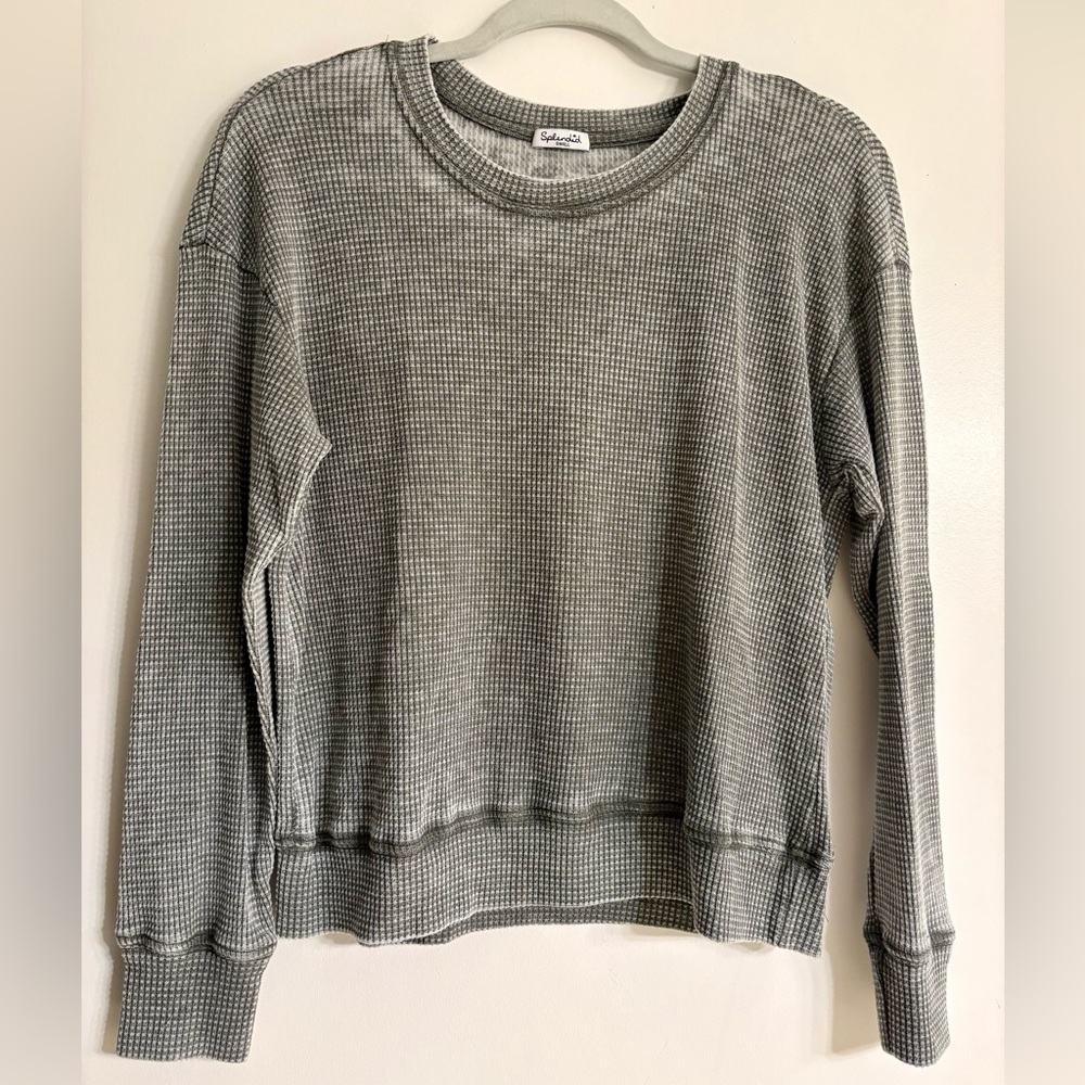 Splendid Green Waffle Knit Top